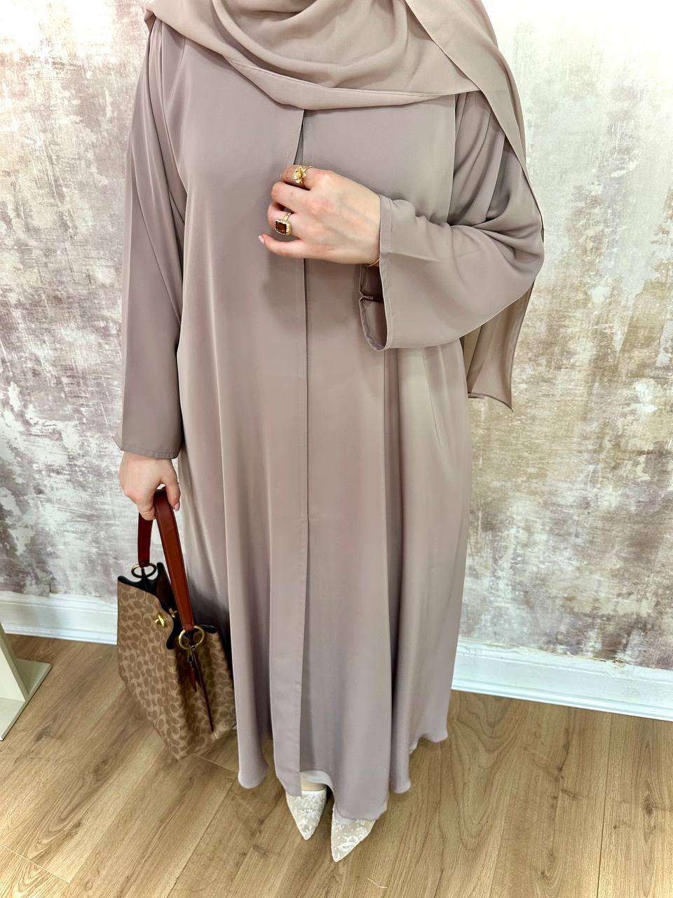 A-Lined Abaya Set – cream thumbnail
